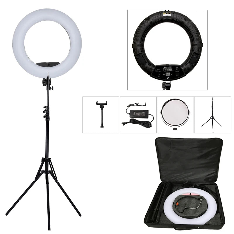 Ring Light Professional 18inch with Tripod 3200K-5500K Bi-color Yidoblo FD480 for Makeup Tattoo Selfie Ring Lamp for Studio 45cm