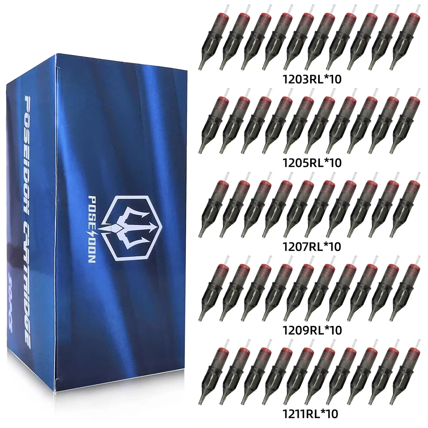 POSEIDON V2 50PCS Mixed Tattoo Needles Hot Disposable Tattoo Cartridges Needles Professional Sterile Tattoo Needle For Arts