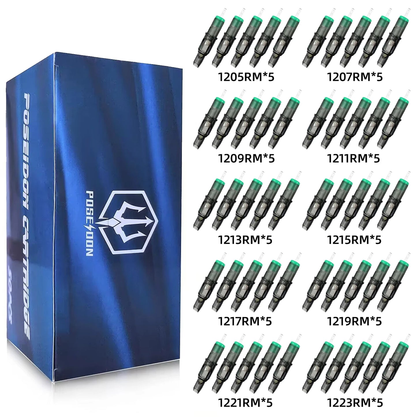 POSEIDON V2 50PCS Mixed Tattoo Needles Hot Disposable Tattoo Cartridges Needles Professional Sterile Tattoo Needle For Arts