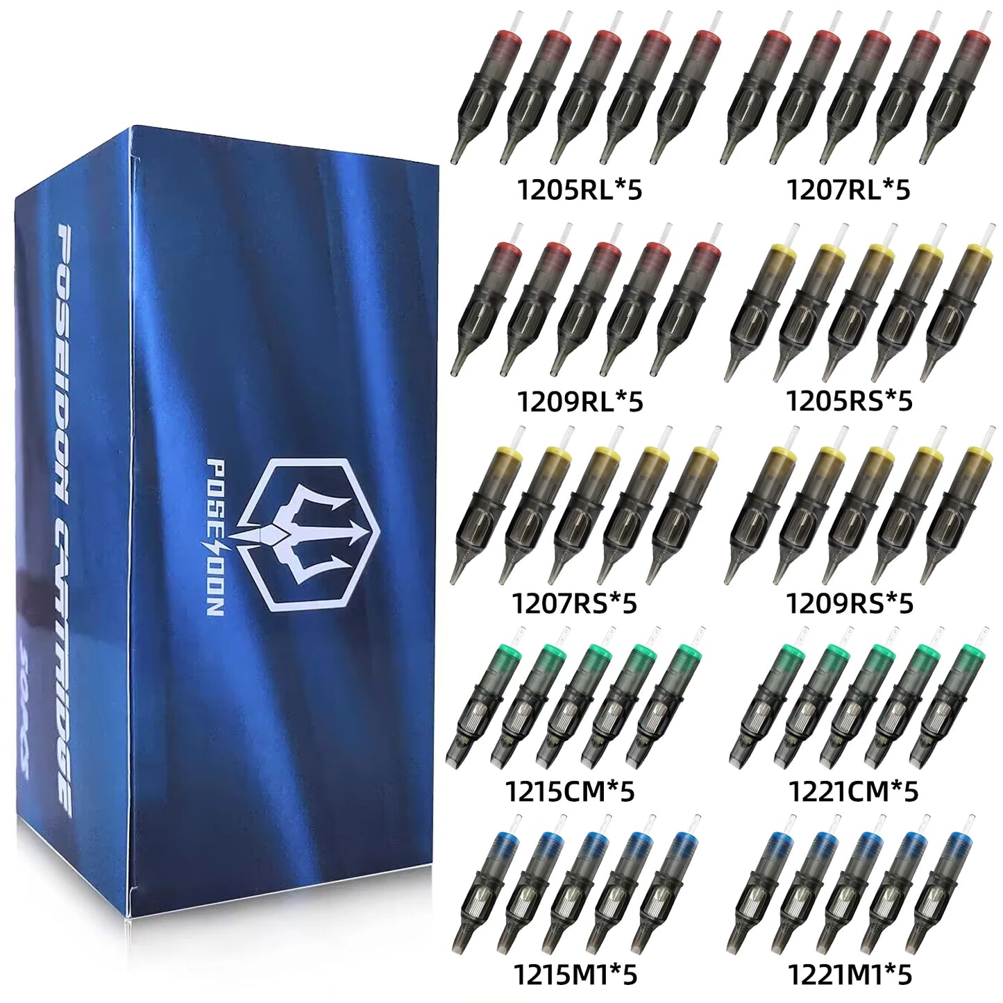POSEIDON V2 50PCS Mixed Tattoo Needles Hot Disposable Tattoo Cartridges Needles Professional Sterile Tattoo Needle For Arts