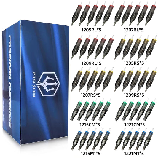 POSEIDON V2 50PCS Mixed Tattoo Needles Hot Disposable Tattoo Cartridges Needles Professional Sterile Tattoo Needle For Arts
