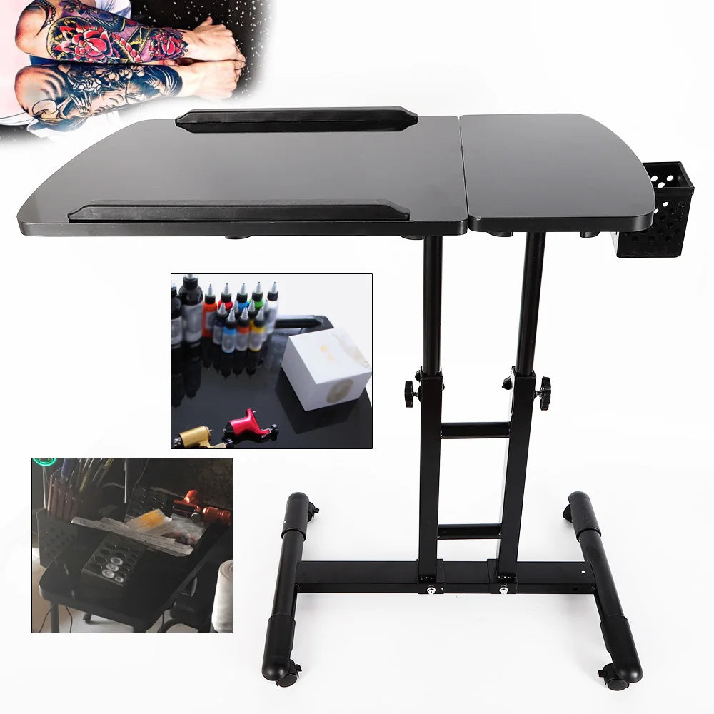 Tattoo Mobile Work Station - Stand Adjustable Tattoo Desk Table Detachable New Portable Black Large Tattoo Armrest Stand