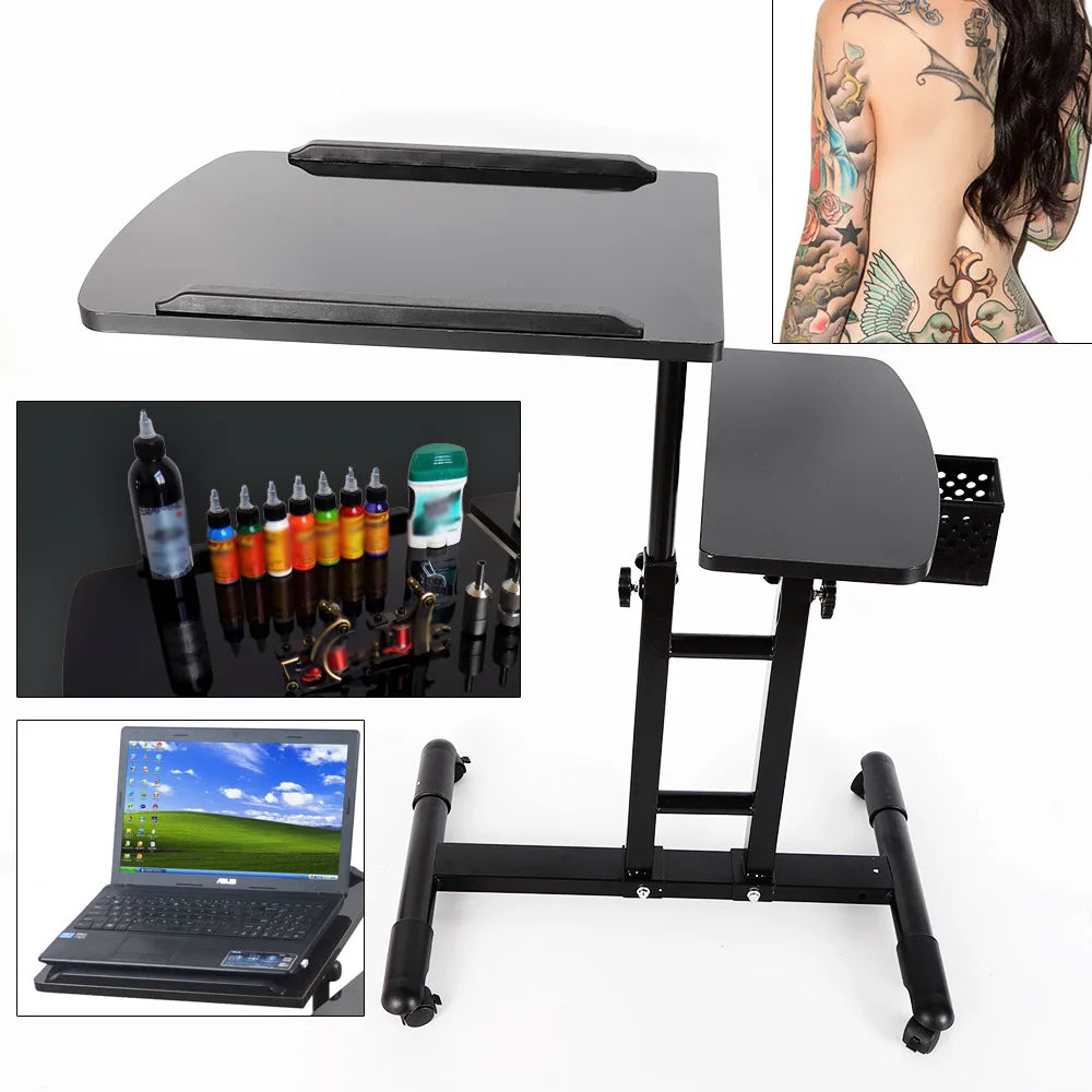 Tattoo Mobile Work Station - Stand Adjustable Tattoo Desk Table Detachable New Portable Black Large Tattoo Armrest Stand