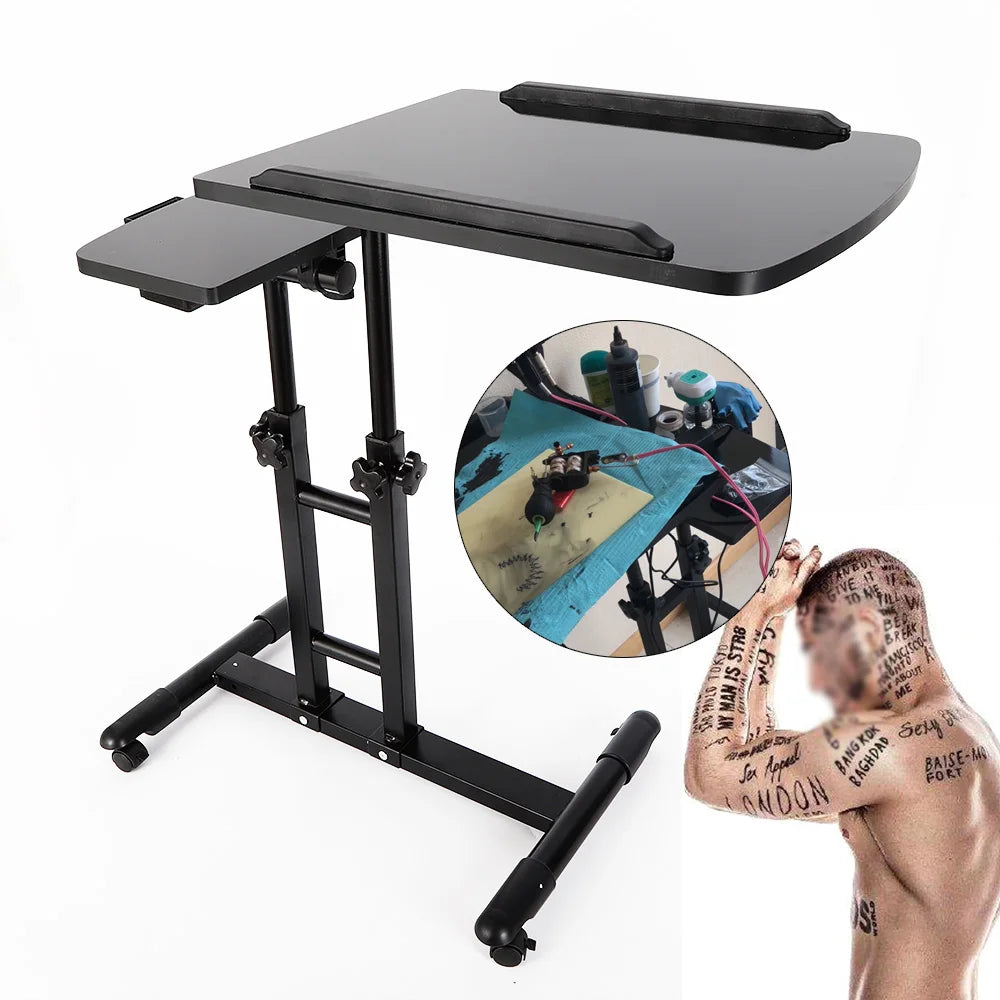 Tattoo Mobile Work Station - Stand Adjustable Tattoo Desk Table Detachable New Portable Black Large Tattoo Armrest Stand