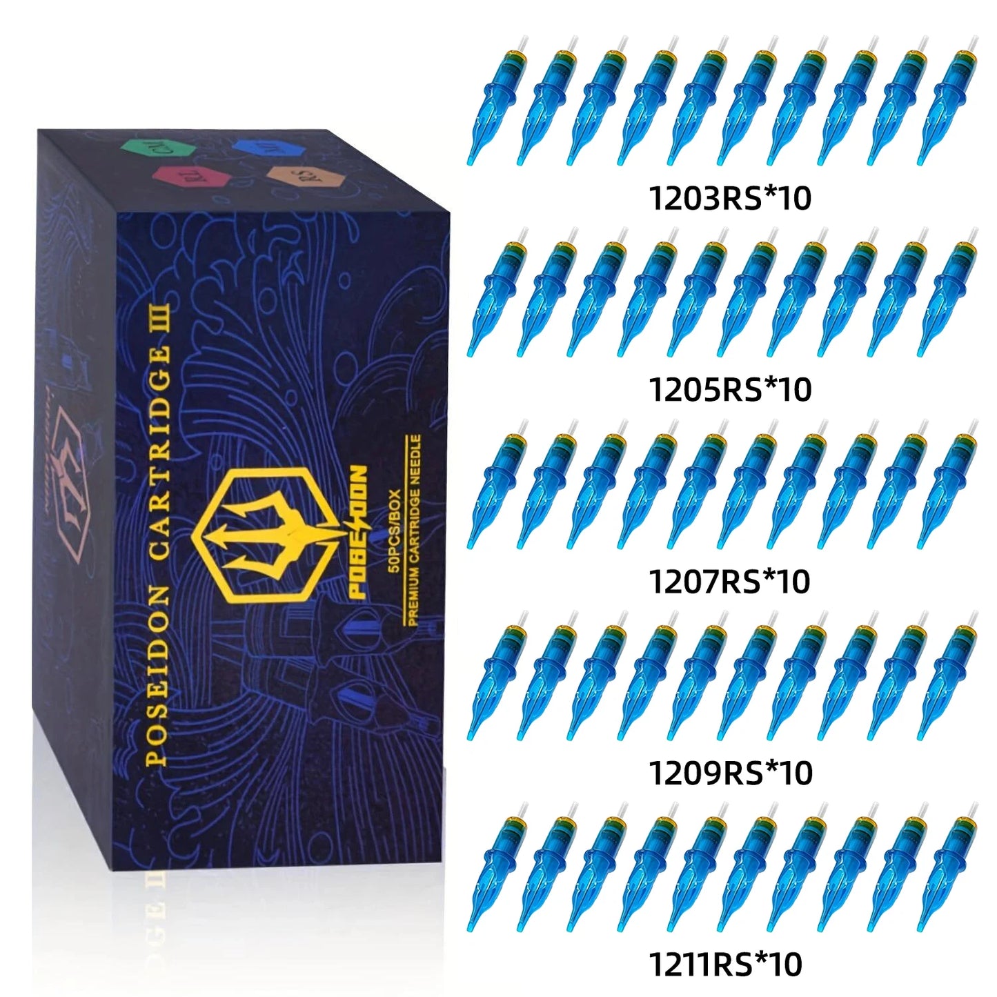 POSEIDON V3 50PCS Mixed Tattoo Needles Disposable Tattoo Cartridges Needles Professional Sterile Tattoo Needle For Arts